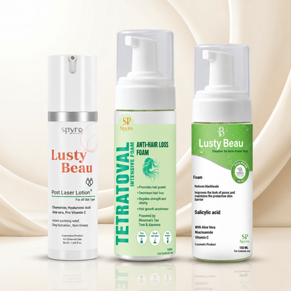 Complete care routine (Post Laser +  Cleanser + Anti Hair)